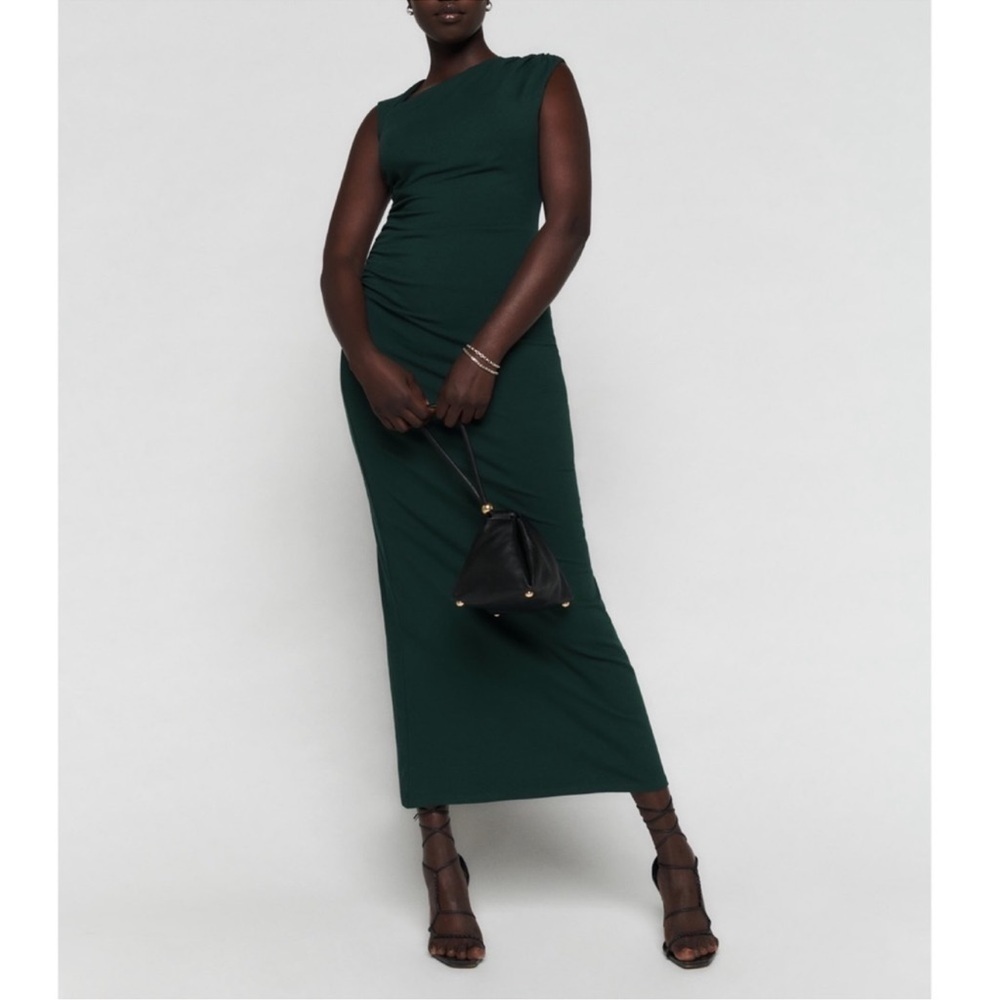 Reformation Amiah Knit Midi Dress in Forest Green XL NWT